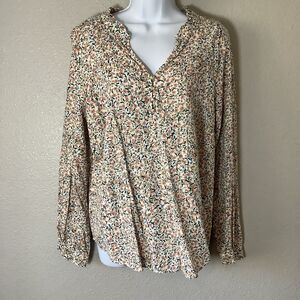 St. John’s Bay Dainty Boho Chic Floral Prairie Button Detail Blouse M Casual